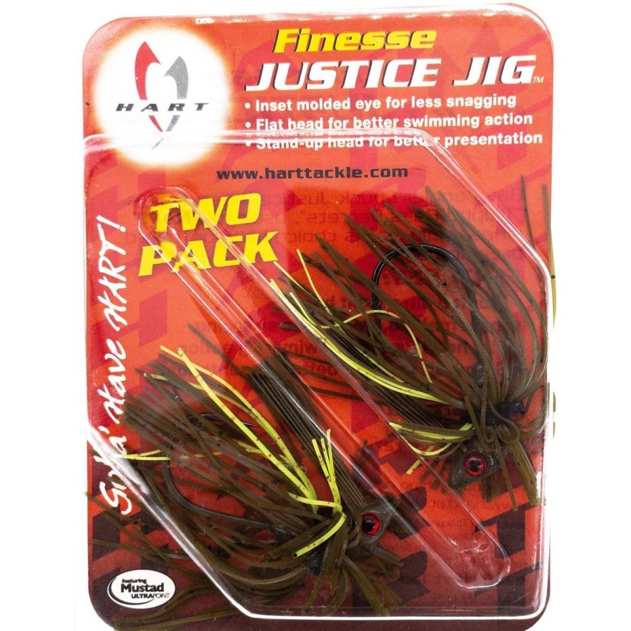 Pro Shop Hart Tackle | Hart Tackle Finesse Justice Jigs Fish Hunter 5/16 Oz. Green/Chart/Red 2 Pack