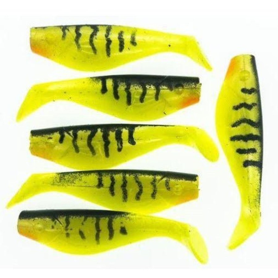 Pro Shop Propagator Baits | Hand Painted 3" Paddle Tail Shads Fire Tiger Yellow Chartreuse Qty 9