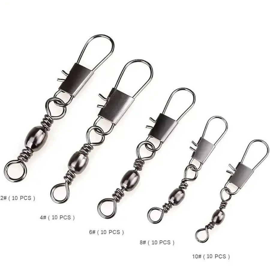 Terminal Tackle FishAndSave | Premium Ball Bearing Swivels With Barrel Snap Connector 50Pcs