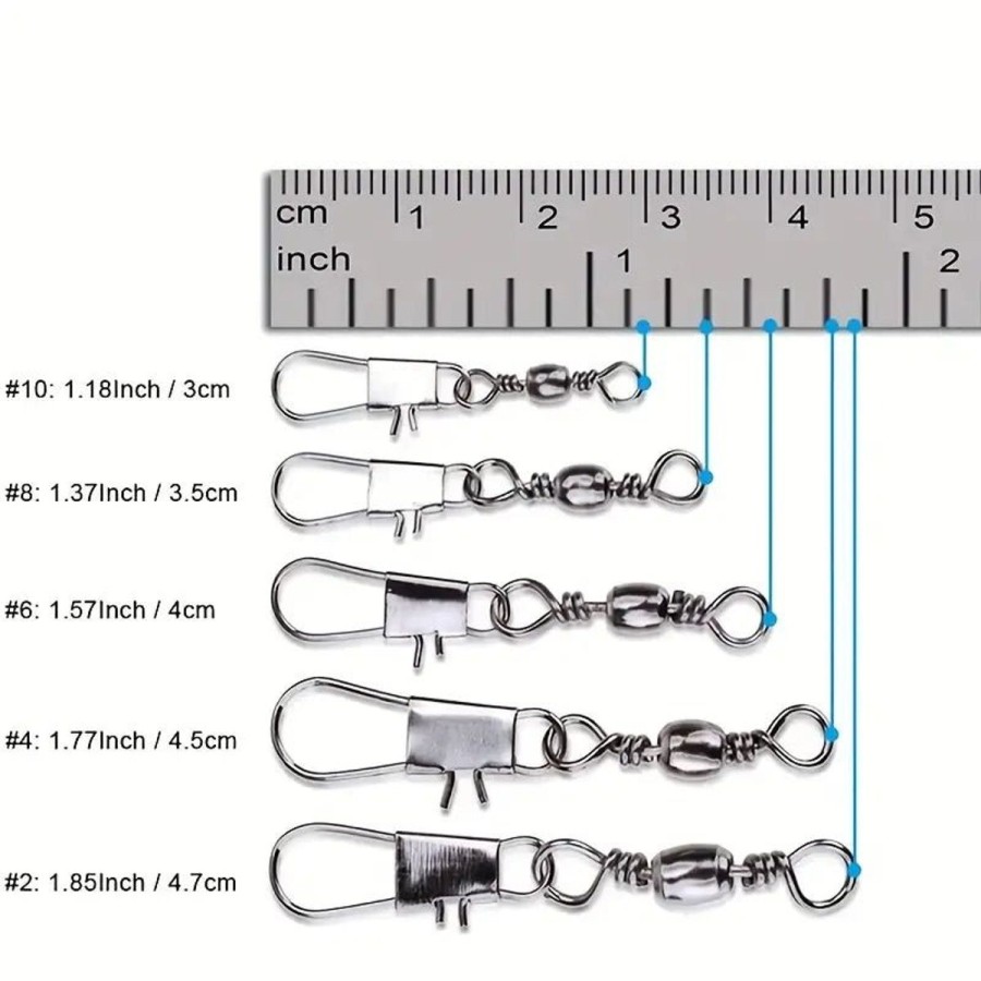 Terminal Tackle FishAndSave | Premium Ball Bearing Swivels With Barrel Snap Connector 50Pcs