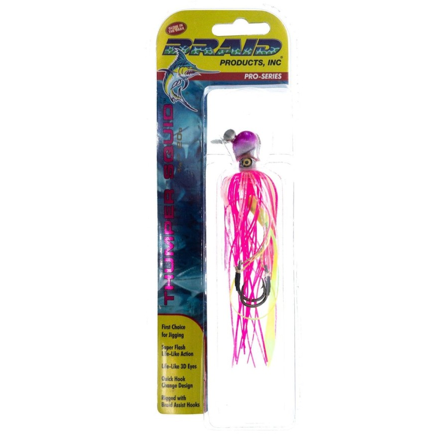 Lures Braid | Braid Glow In The Dark Thumper Squid Jig W Assist Hooks