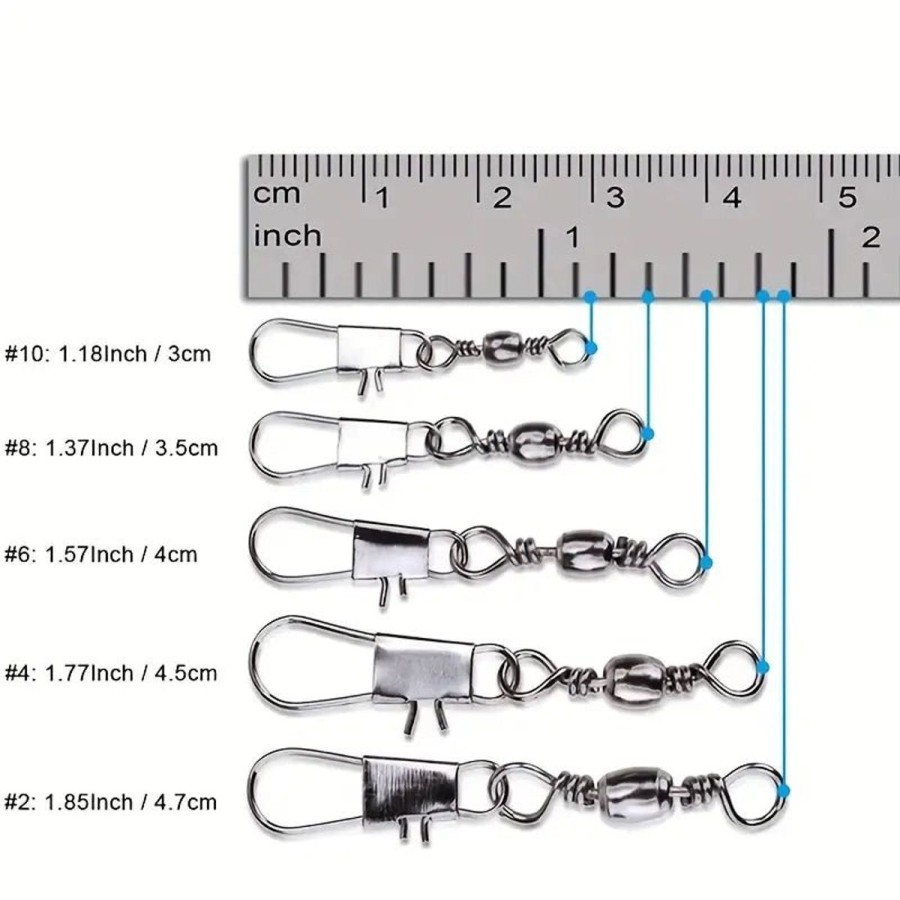 Pro Shop FishAndSave | Premium Ball Bearing Swivels With Barrel Snap Connector 50Pcs