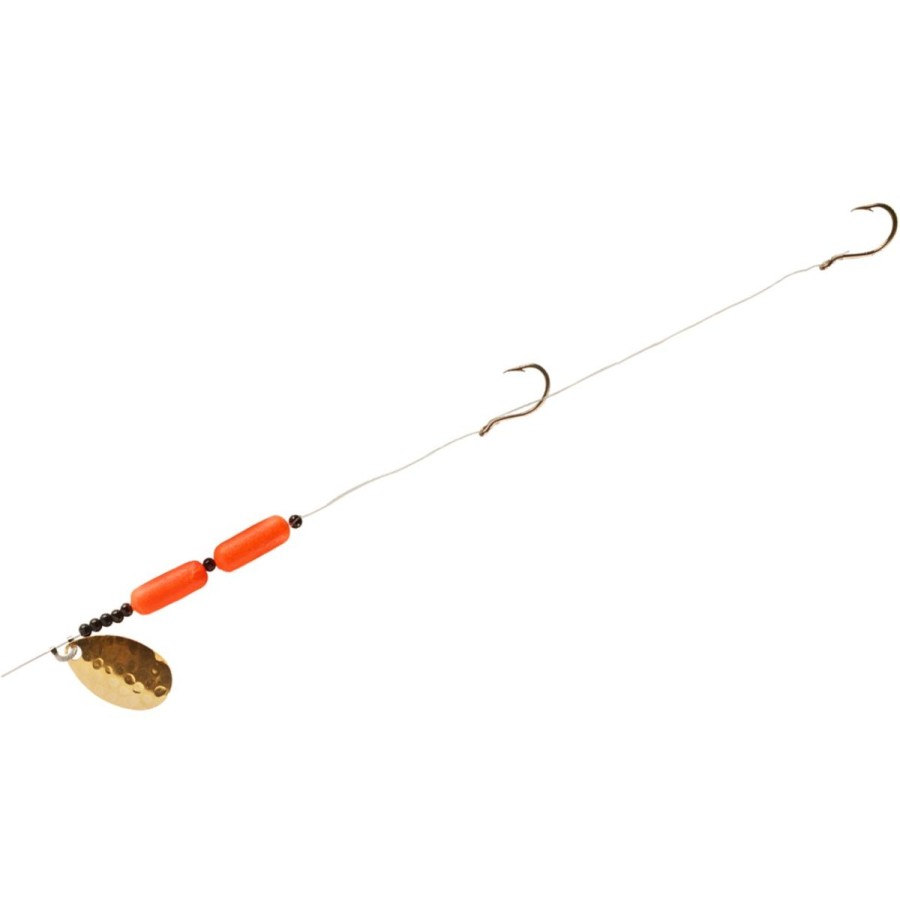 Terminal Tackle LITTLE JOE | Little Joe Floating Worm Harness Hammered Gold Blade/Hot Orange Float Qty 1